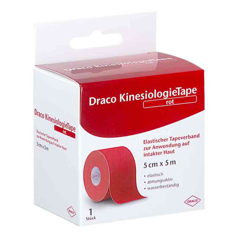 Draco Kinesiologietape 5cm x 5m rot - elastisches Tape für Muskeln & Gelenke