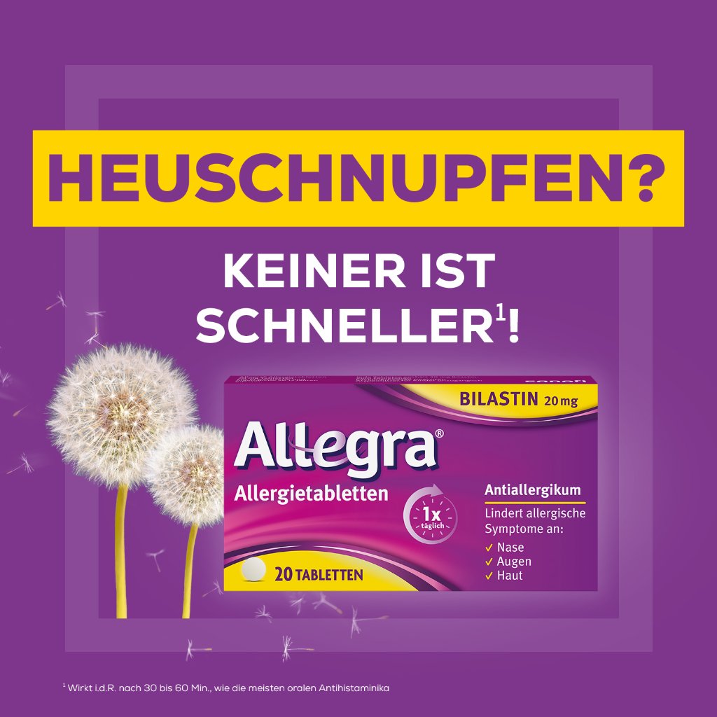 ALLEGRA Allergietabletten - lindert wirksam allergisch bedingte Symptome wie Niesen, tränende Augen sowie Juckreiz, Rötung und Quaddelbildung