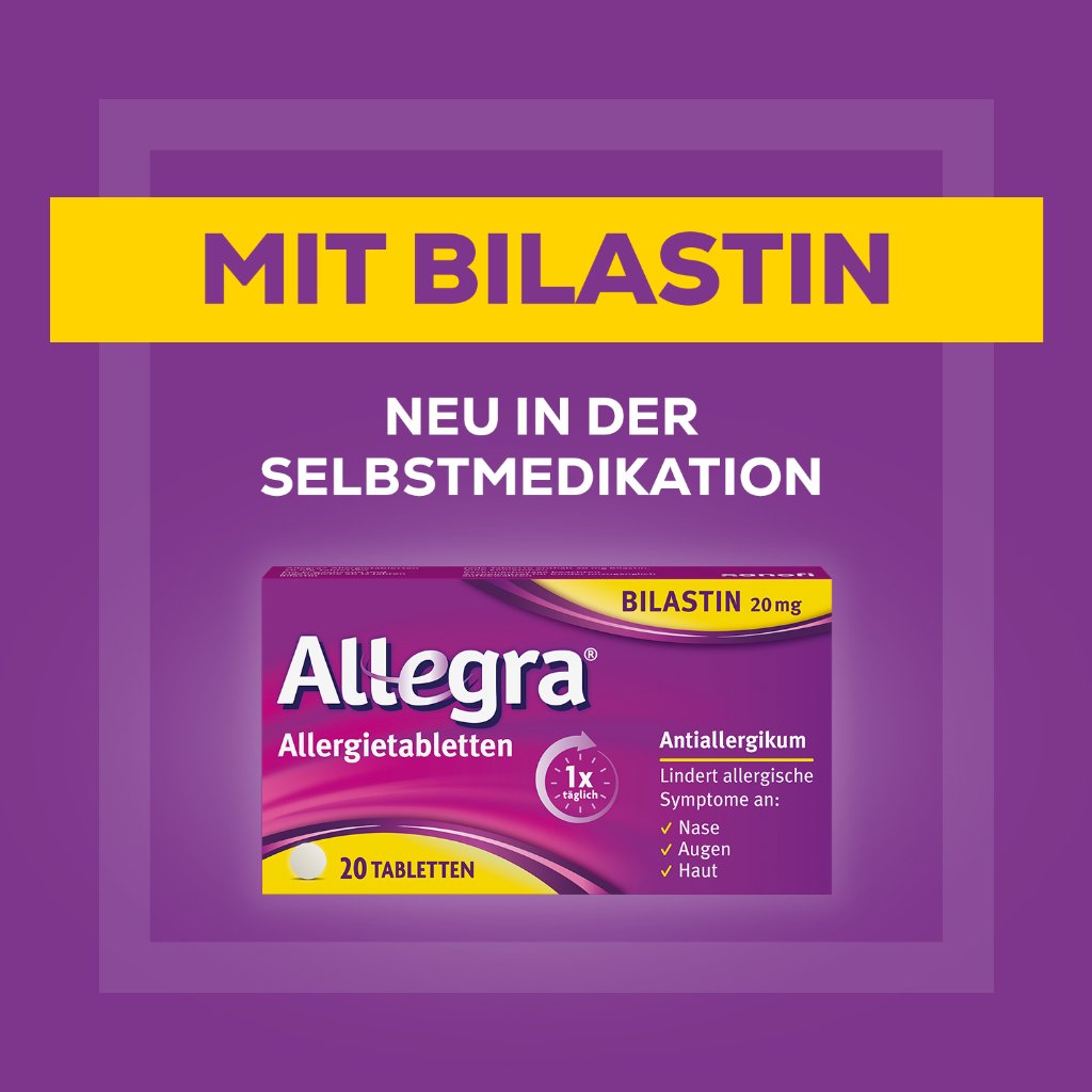 ALLEGRA Allergietabletten - lindert wirksam allergisch bedingte Symptome wie Niesen, tränende Augen sowie Juckreiz, Rötung und Quaddelbildung