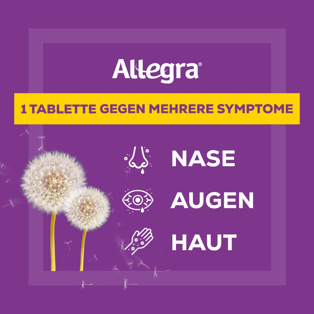 ALLEGRA Allergietabletten - lindert wirksam allergisch bedingte Symptome wie Niesen, tränende Augen sowie Juckreiz, Rötung und Quaddelbildung