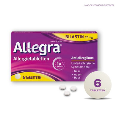 ALLEGRA Allergietabletten - lindert wirksam allergisch bedingte Symptome wie Niesen, tränende Augen sowie Juckreiz, Rötung und Quaddelbildung