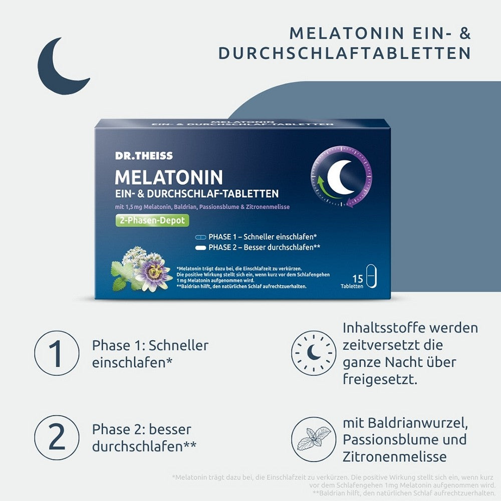 DR. THEISS Melatonin Ein- & Durchschlaf-Tabletten – mit Melatonin & Baldrian