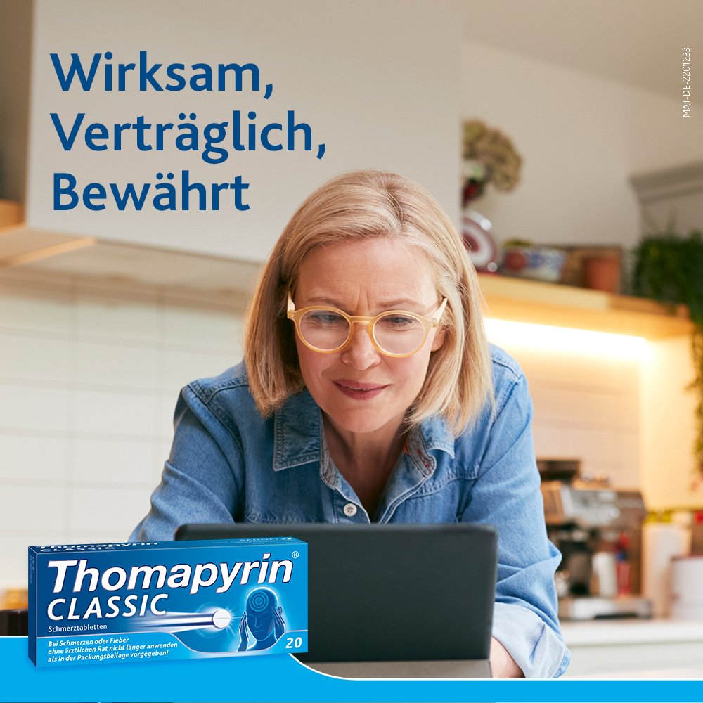 THOMAPYRIN CLASSIC Schmerztabletten - Bei Kopfschmerzen oder Migräne
