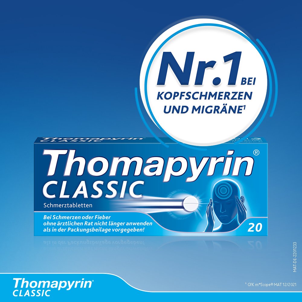 THOMAPYRIN CLASSIC Schmerztabletten - Bei Kopfschmerzen oder Migräne